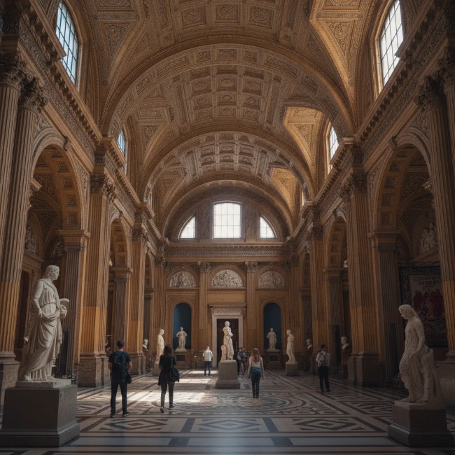 Coach Hire for V&A Museum, London – Group Travel Solutions 1 The grand interior of the Victoria and Albert Museum, showcasing its stunning architecture and diverse collections.