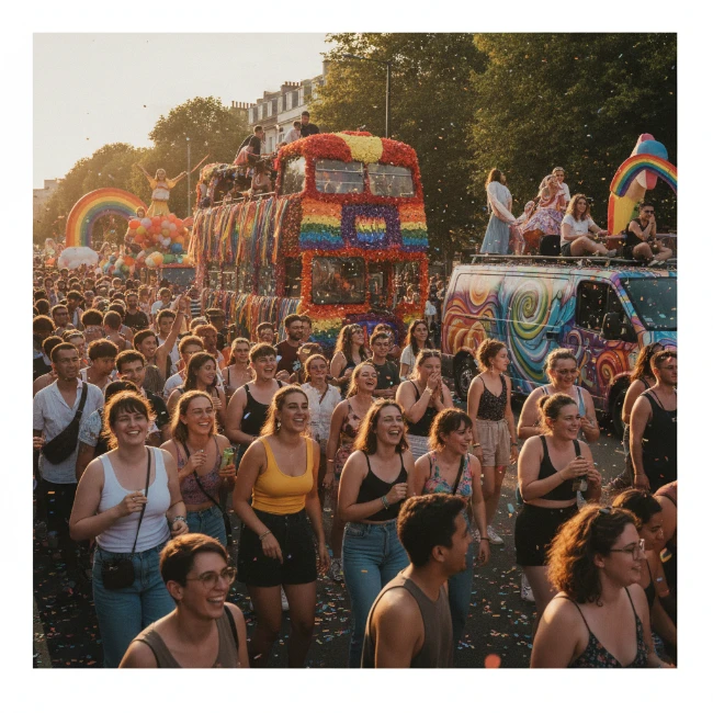 Attendees enjoying the vibrant atmosphere of Brighton Pride festival.