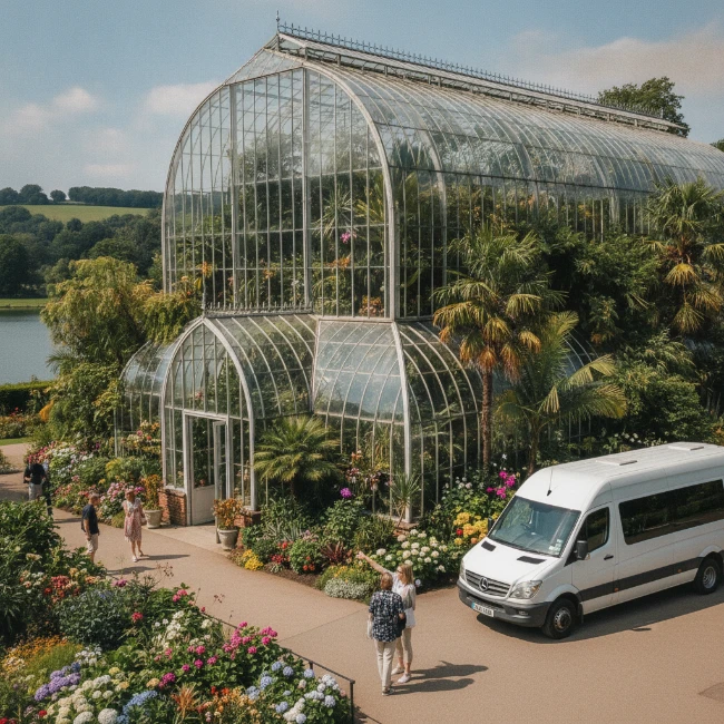 The impressive Glasshouse at RHS Garden Wisley, a hub for exotic plant collections.