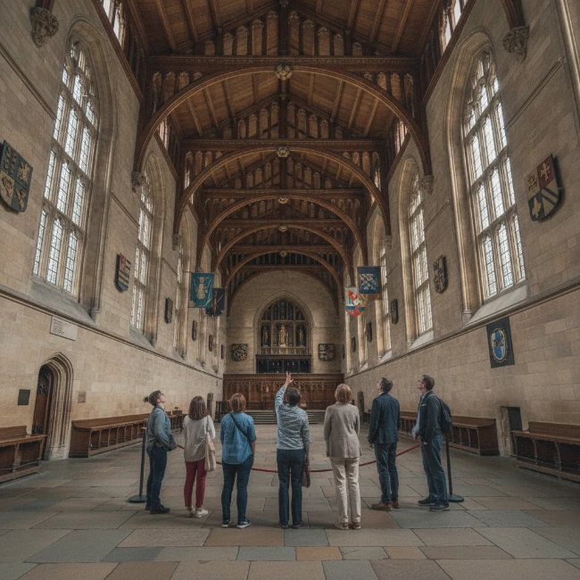 Coach Hire for UK Parliament Tours, London – Group Transport 1 The grand interior of Westminster Hall within the UK Parliament building, showing its historic architecture.