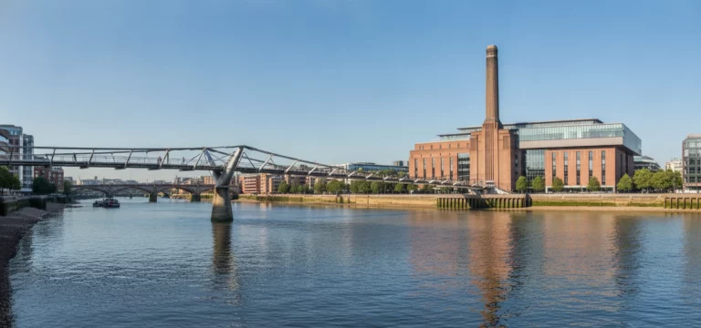 The iconic Tate Modern building on the South Bank of the River Thames, London.