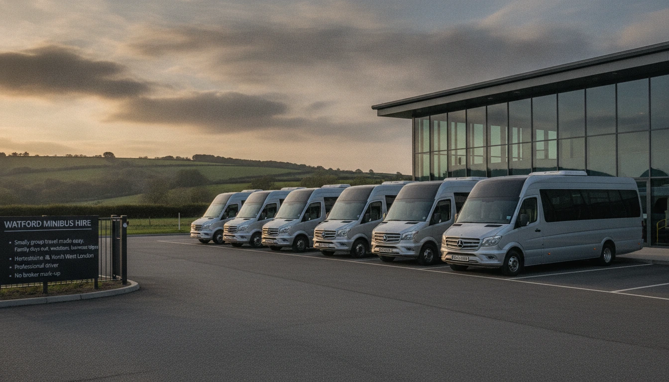A MyBus4U executive 16-seat minibus collecting a small group in Watford